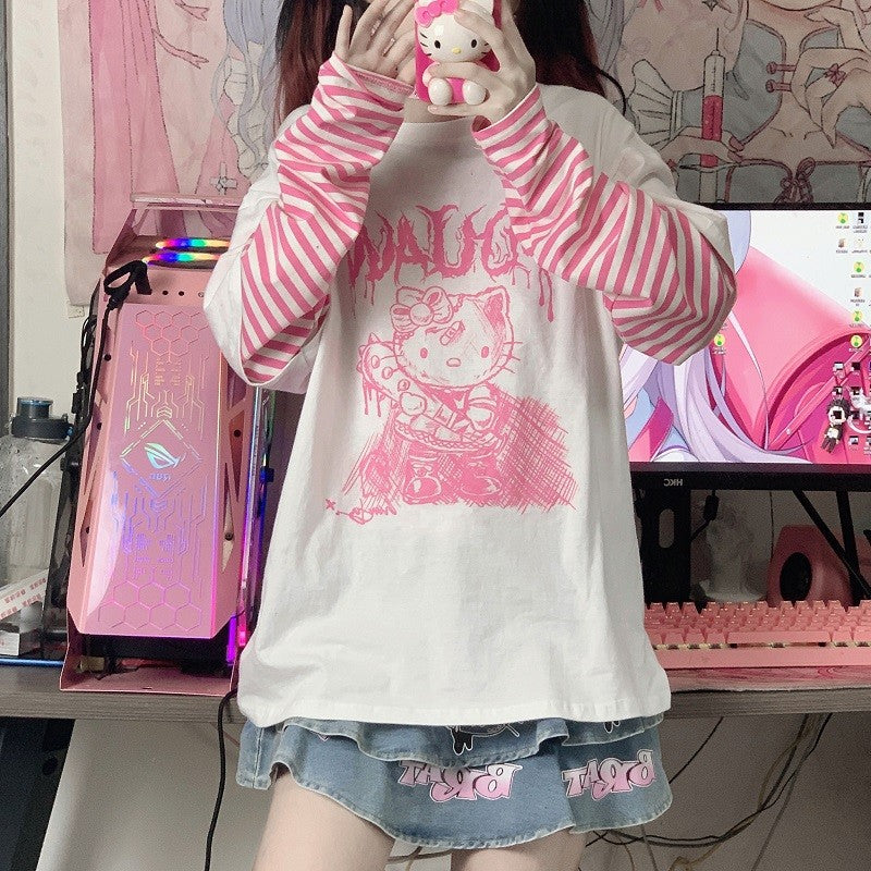 Comic Stripe Long Sleeve Top  HA1293