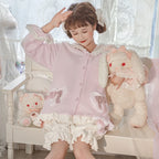 Cute Navy Neck Pajamas Loungewear   HA1482