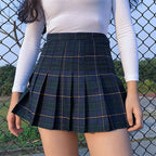 high waist slim plaid pleated skirt  HA1130