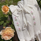 White Hollow Ribbon Cardigan  HA1402