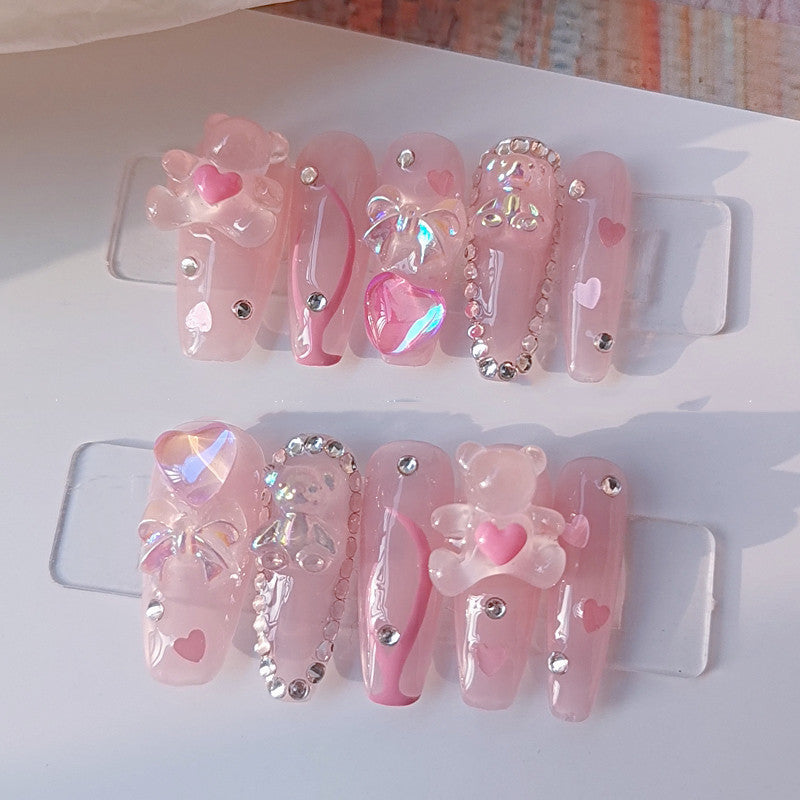 Pink Hug Bear Nail Patch  HA0004