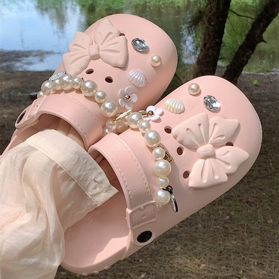 Sweet Pearl Bow Beach Slippers    HA0837