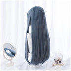 Long straight hair with blue air bangs HA0072