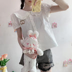 Puff Sleeve White Shirt Top    HA0748