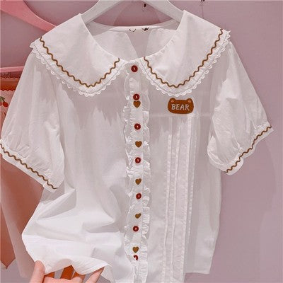 Cute Bear Embroidered Top   HA1749