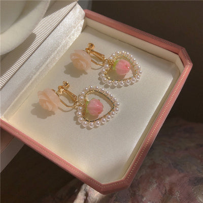Pink Heart Peach Heart Stud Earrings  HA0795