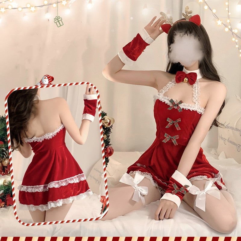 Tube top bare back Christmas elk costume  HA1284