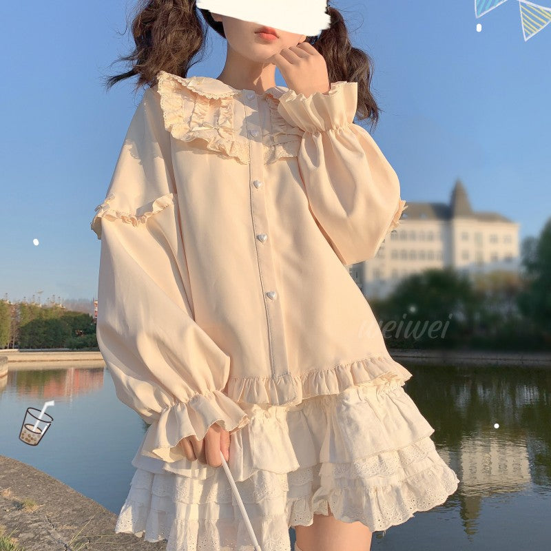 Doll Collar Rabbit Ear Long Sleeve Top  HA1409