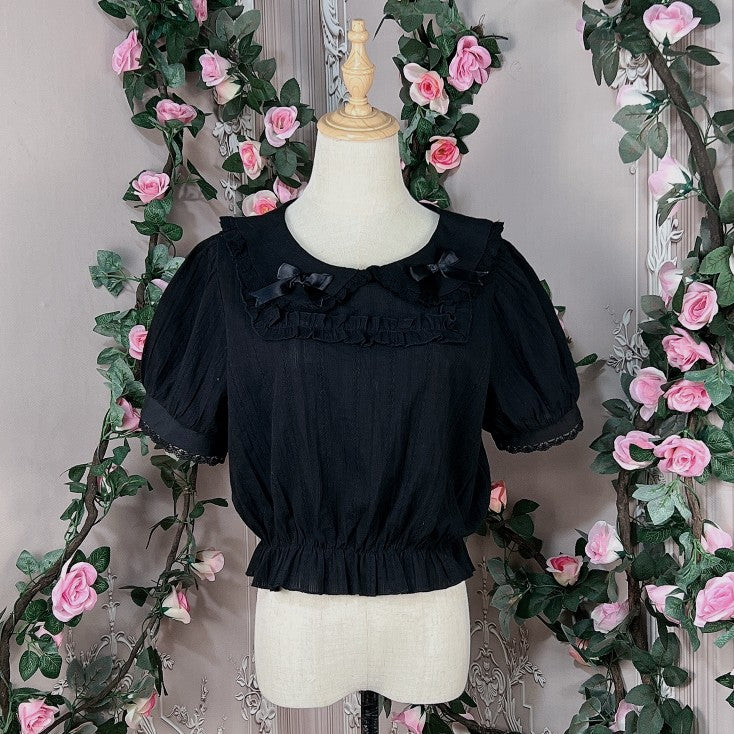 Cotton Doll Collar Bow Short Sleeves   HA0499