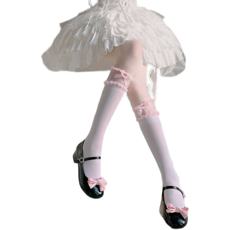 Sweet bow cute white lace stockings    HA0357