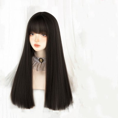 Comic black long straight wig   HA1238