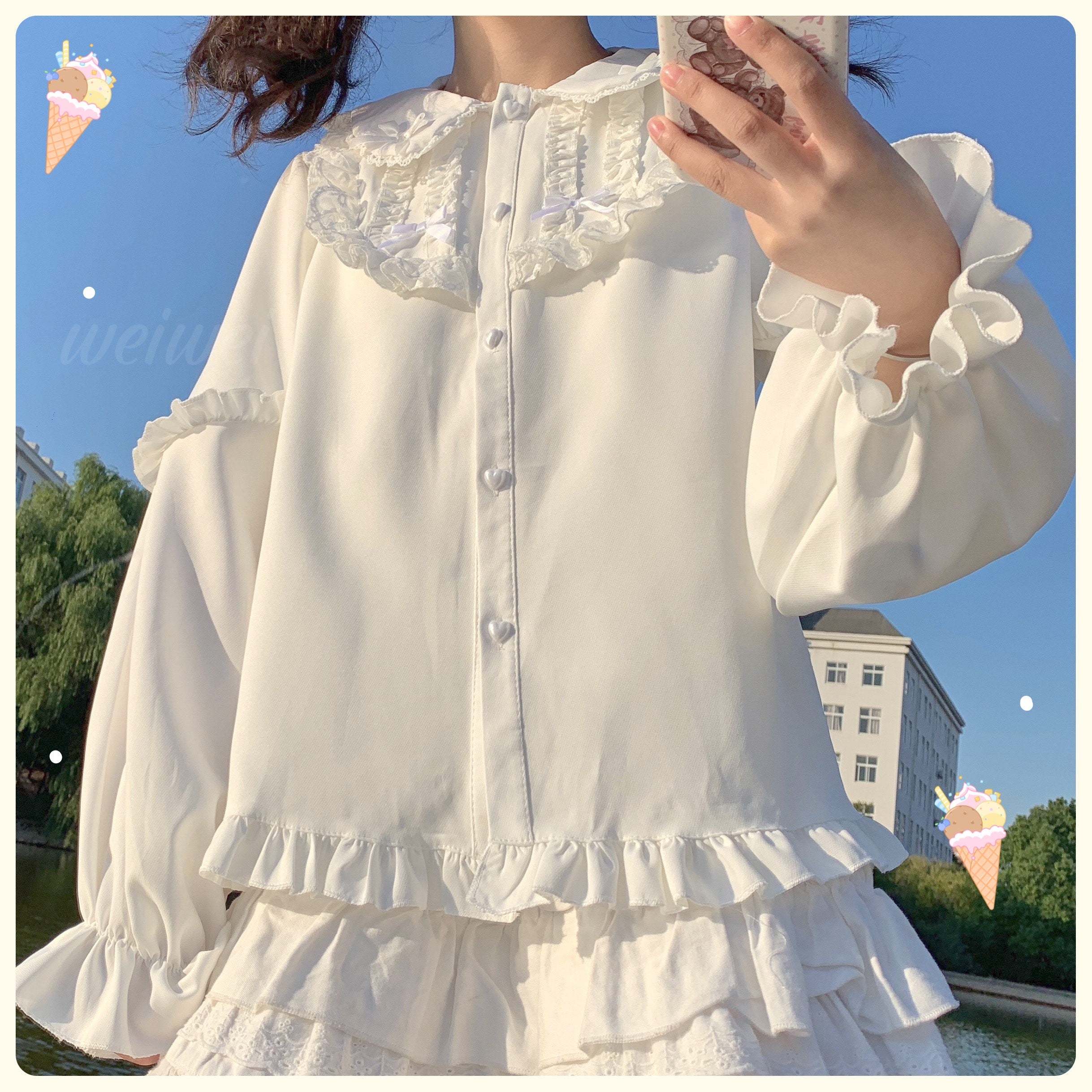Doll Collar Rabbit Ear Long Sleeve Top  HA1409