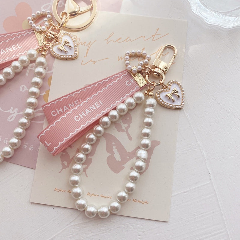 Ribbon Pearl Chain Keyring   HA1569