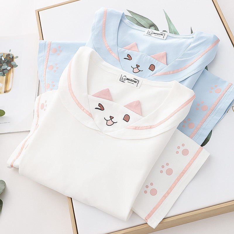 Cute cat ears short-sleeved T-shirt   HA1492