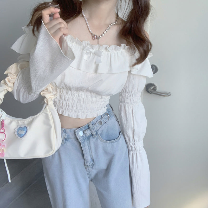 Off-the-shoulder cropped top HA0974