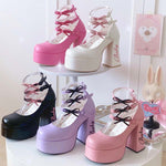 Sweet mid-heel lace-up shoes   HA1565