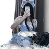 Lace Blue Grid Maid Dress    HA0338