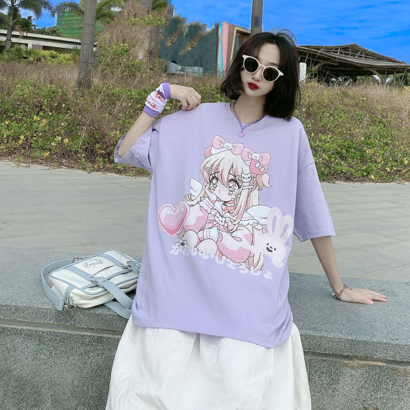 Cartoon Anime Print Short Sleeve T-Shirt  HA0396