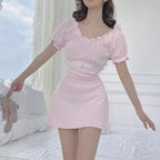 Fungus Lace Puff Sleeve Dress  HA1673