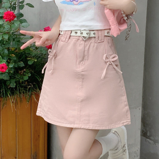 High waist bow casual skirt    HA0765