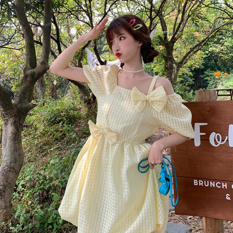 Puff sleeve bow dress  HA0368