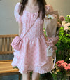 Sweet Pink Floral Summer Cake Dress  HA0482