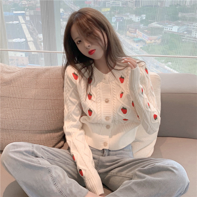 Sweet Strawberry Crew Neck Long Sleeve   HA1131