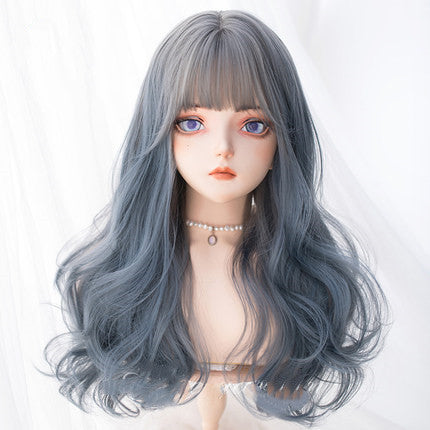 Gray-blue gradient long curly hair  HA0254