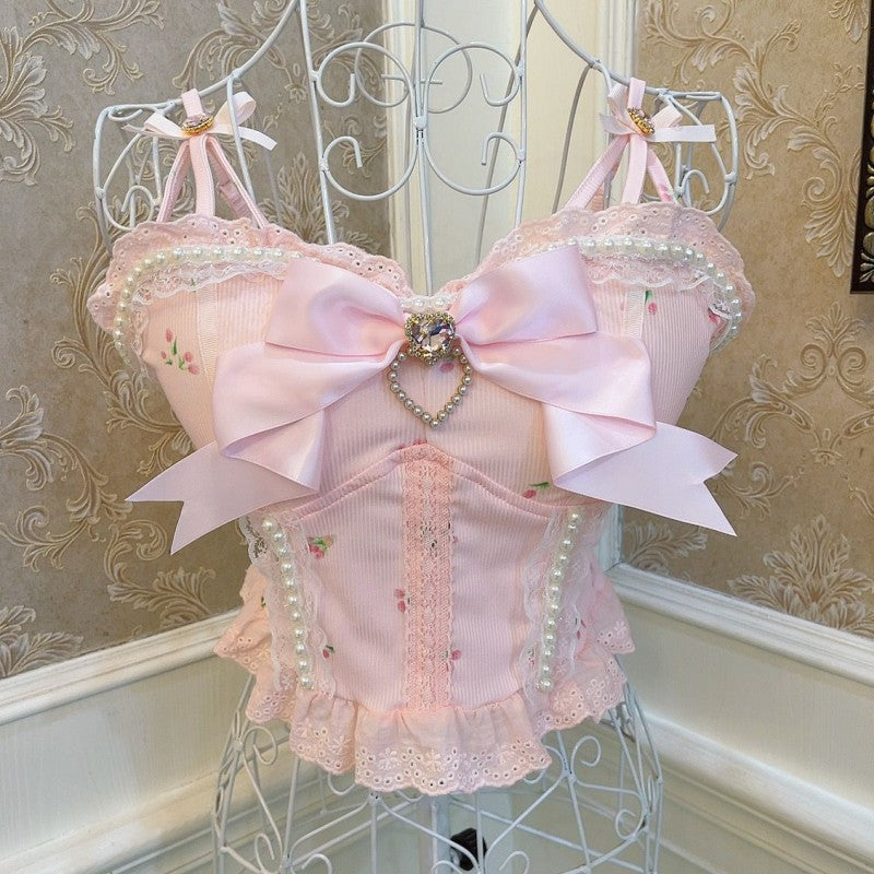 Sweetheart bow suspender vest  HA1604