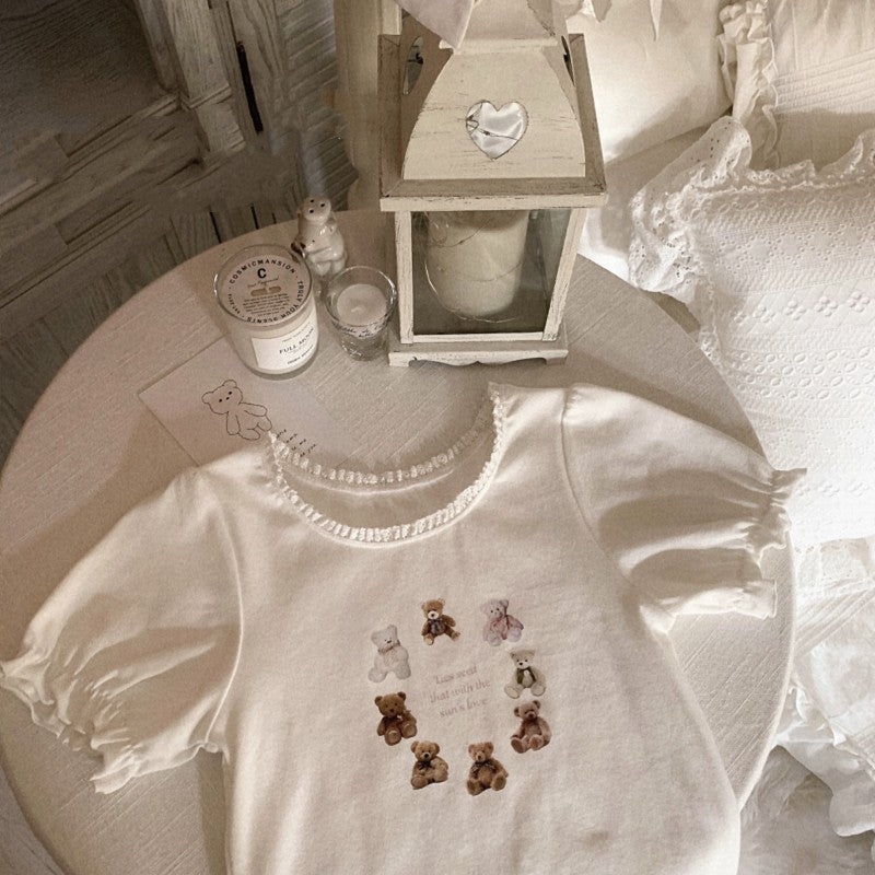 Sweet Girl Puff Sleeve T-Shirt   HA1733