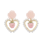 Pink Heart Peach Heart Stud Earrings  HA0795