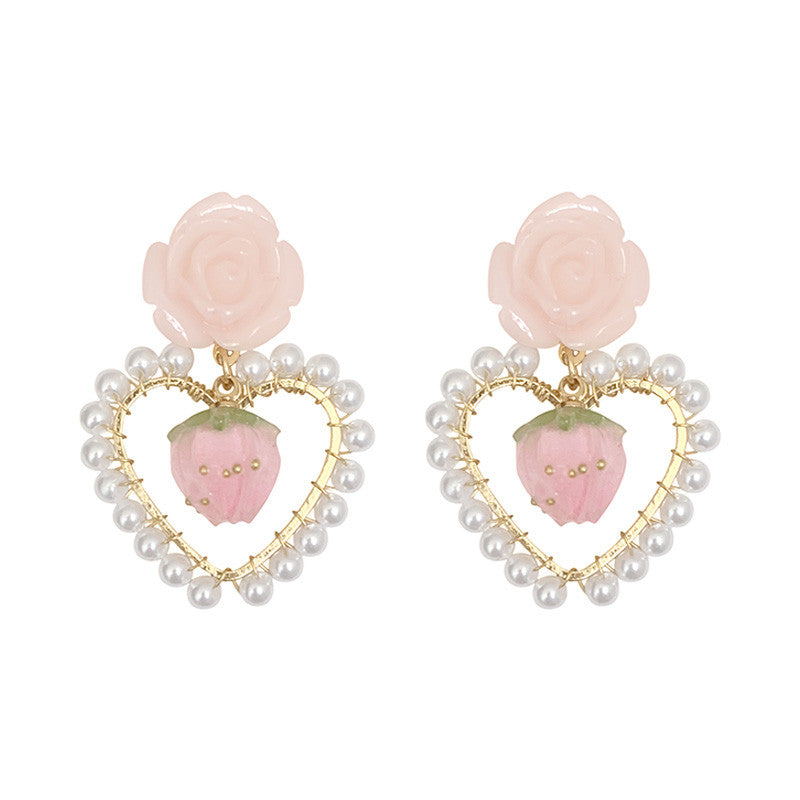 Pink Heart Peach Heart Stud Earrings  HA0795