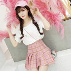 Plaid pleated skirt   HA0386