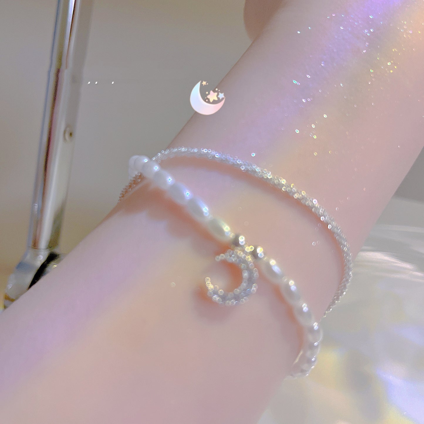 Pearl Double Moon Bracelet   HA0895