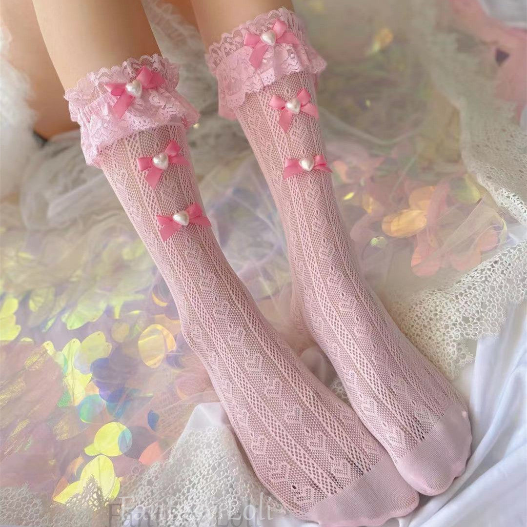 Dream bow love lace socks    HA0630