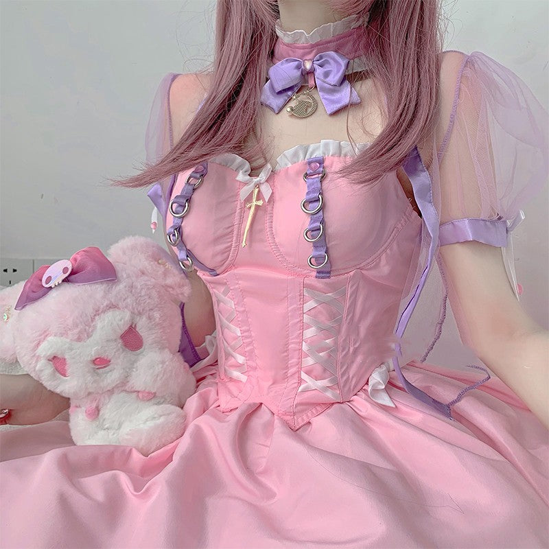 Cute cos pink dress HA1634