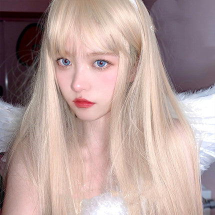 Daily sweet and cute blonde long straight hair   HA0163