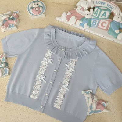 White Bow Knit Top Cardigan   HA1102