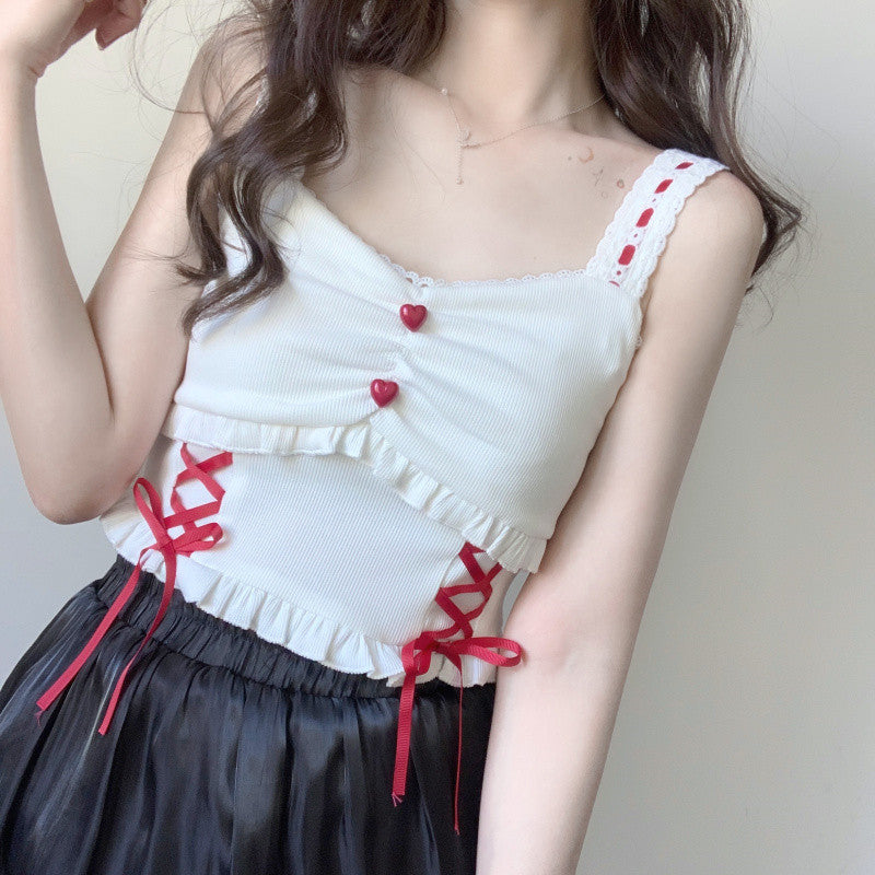 Lace Heart Buckle Camisole    HA0727