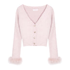 Pink Mink Fleece Knit Cardigan   HA1205