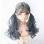 Gray-blue gradient long curly hair  HA0254