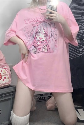Printed loose short sleeve t-shirt  HA0518