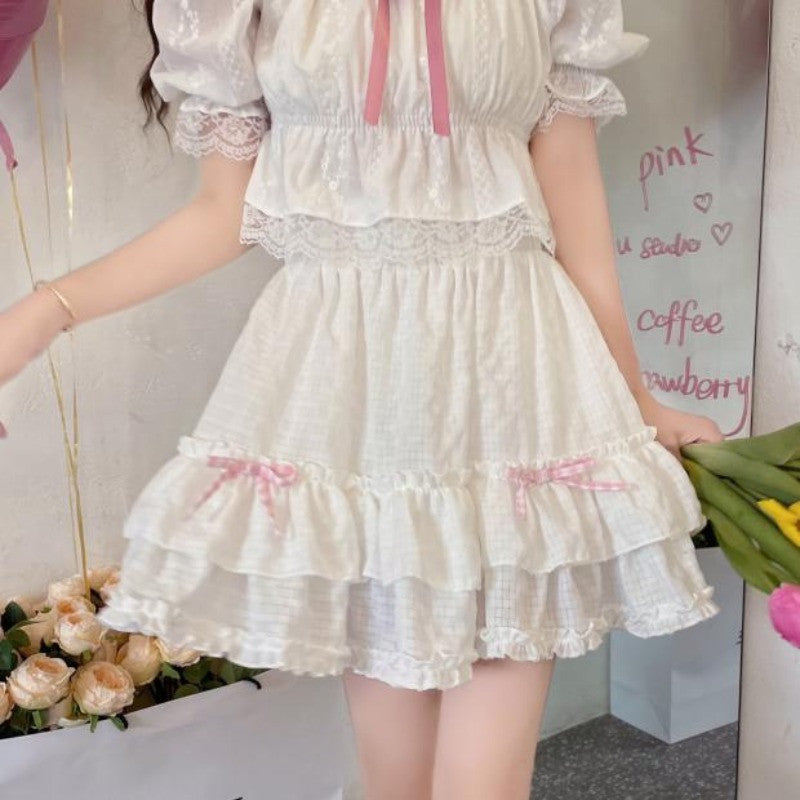 Sweet White Cake Skirt A-Line Skirt  HA0642