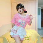 White Floral Pleated Skirt    HA0684
