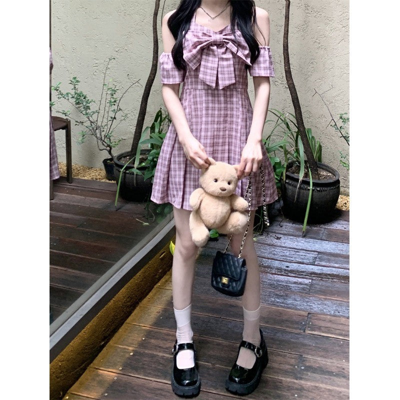 Pink plaid dress  HA1444