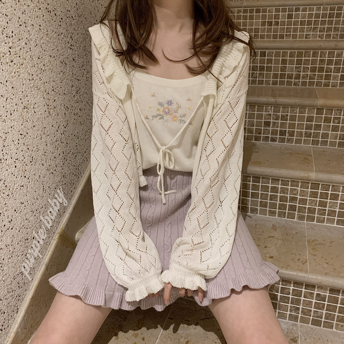 Versatile Cream Knit Cardigan   HA0558