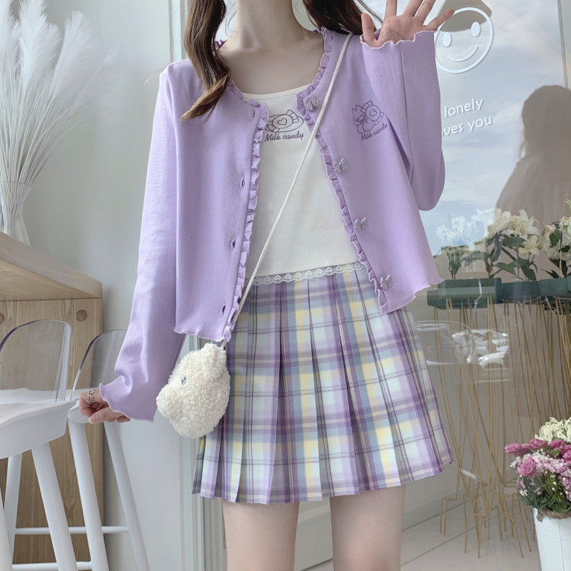 Soft Sling Floral Button Long Sleeve Cardigan Set   HA0392