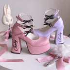 Sweet mid-heel lace-up shoes   HA1565