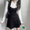 Lace collar color block dress   HA1453