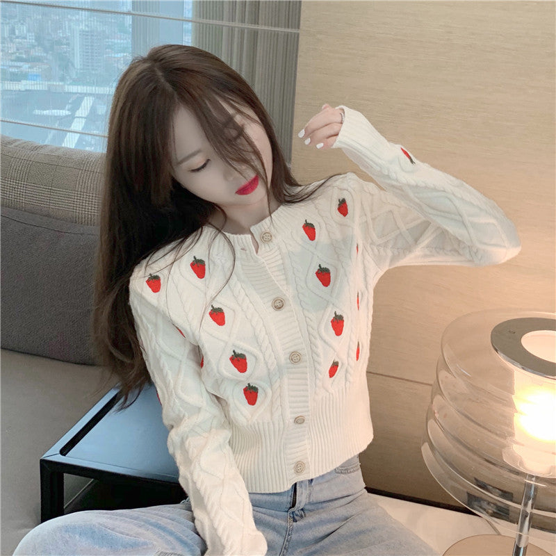 Sweet Strawberry Crew Neck Long Sleeve   HA1131